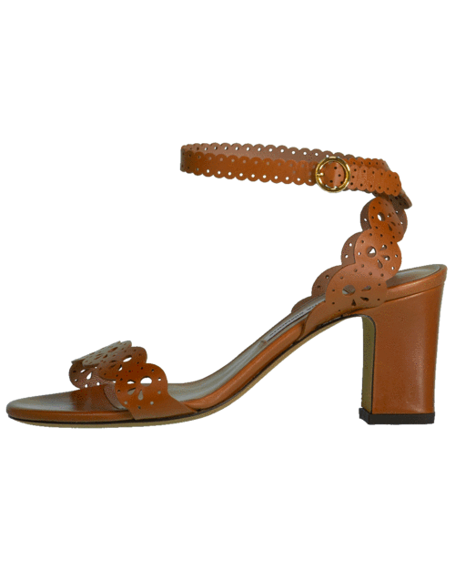 cognac block heel sandals