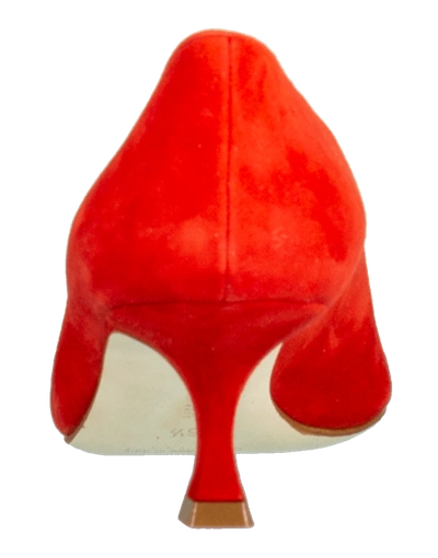 Manolo Blahnik Maysale Buckle Pointed Toe Pump In Red