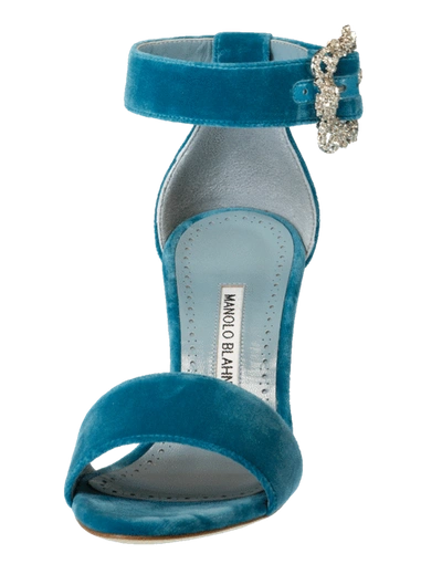 Shop Manolo Blahnik Velvet Buckle Sandal