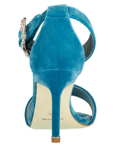 Shop Manolo Blahnik Velvet Buckle Sandal