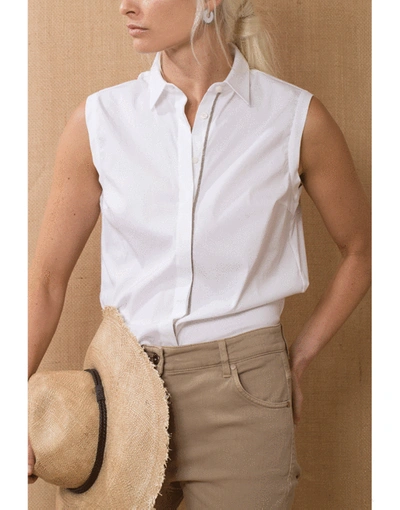 Shop Brunello Cucinelli Sleeveless Button Up Blouse