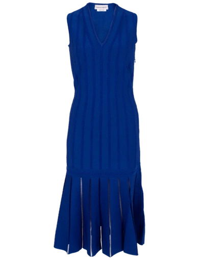 Shop Alexander Mcqueen Knit V-neck Dress In Northblu