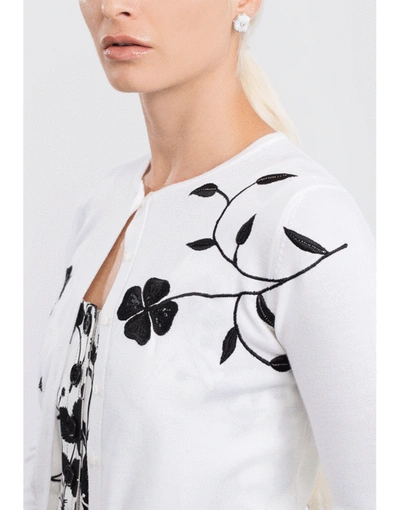 Shop Oscar De La Renta Cropped Embroidered Cardigan