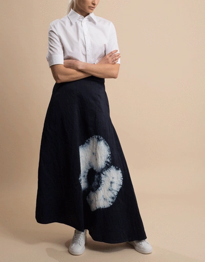 Shop Jil Sander Asymmetric Shibori-dyed Canvas Midi Mia Skirt