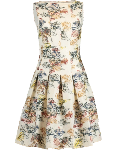 Shop Oscar De La Renta Bateau Neck Full Bottom Dress