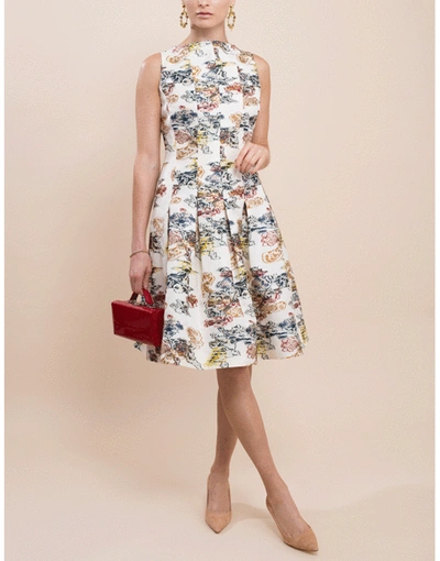 Shop Oscar De La Renta Bateau Neck Full Bottom Dress