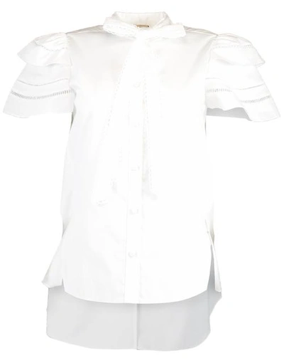 Shop Adam Lippes Short Sleeve Embroidered Trim Trapeze Top