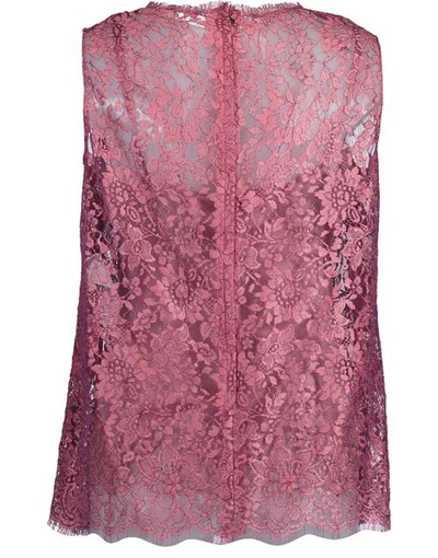 Shop Dolce & Gabbana Sleeveless Lace Lame Cami Top In Pink