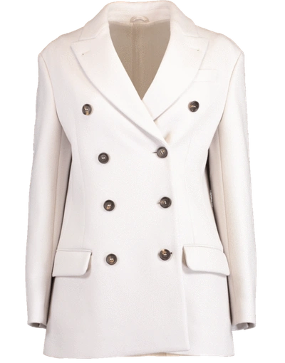 Shop Brunello Cucinelli Peak Lapel City Jacket In Salt