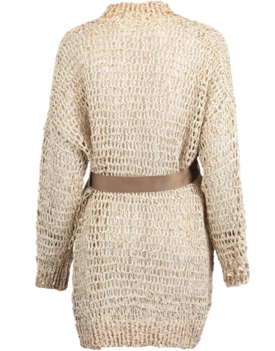 Shop Brunello Cucinelli Woven Wax Cotton Belted Open Cardigan