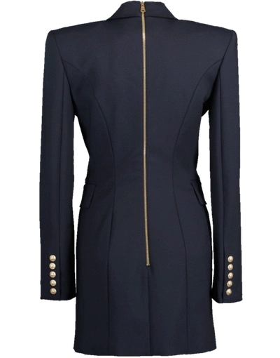 Shop Balmain 6-button Double Breasted Dress In Marine