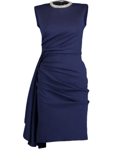 Shop Alexander Mcqueen Jersey Side Ruched Dress In Sapphire