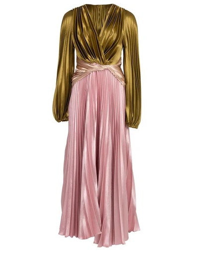 Shop Peter Pilotto Pleated Liquid Satin Gown