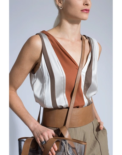 Shop Brunello Cucinelli Double V Precious Intarsia Top