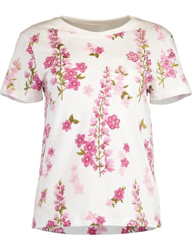 Shop Giambattista Valli Ivory Short Sleeve Floral T-shirt