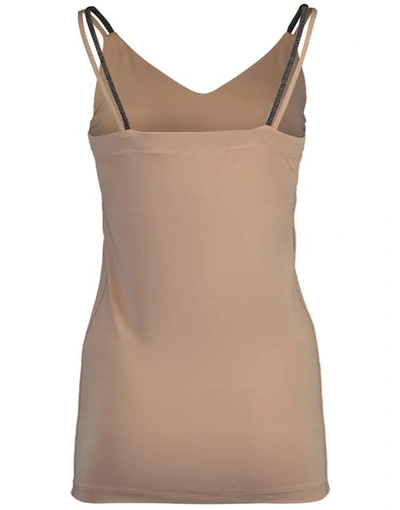 Shop Brunello Cucinelli Almond Double Monili Strap Jersey Cami