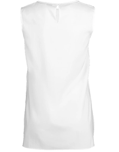 Shop Brunello Cucinelli Sleeveless Silk Crewneck Tank In White