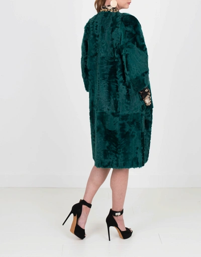 Shop Marni Xiangao Lamb Fur Coat In Emerald