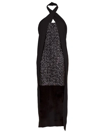 Shop Balmain Long Draped Sequin Dress In Noir