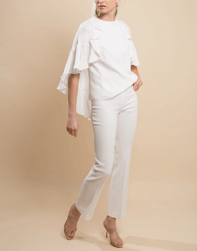 Shop Giambattista Valli Ivory Side Zip Trousers