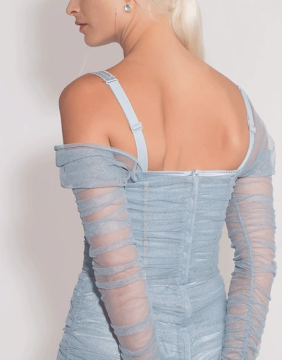 Shop Dolce & Gabbana Lace Up Tulle Bustier Dress