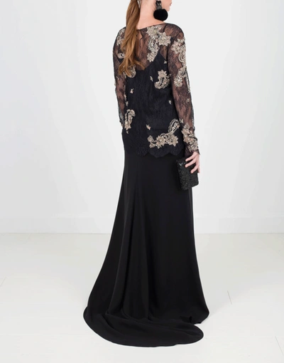 Shop Marchesa Chantilly Lace Top With Beading In Black