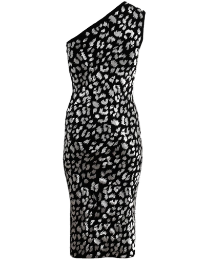 Shop Michael Kors Silver Leopard Dress In Black
