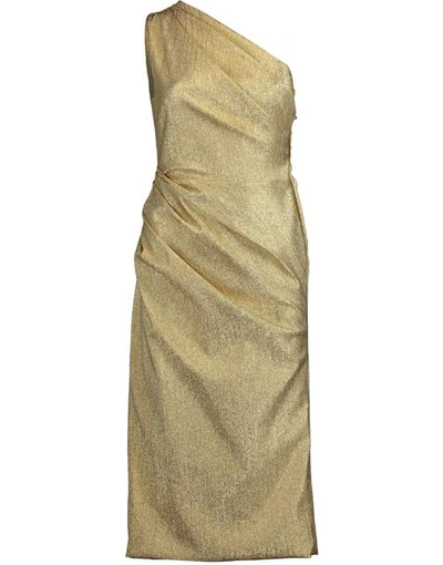 Shop Dolce & Gabbana One Shoulder Ruched Lamé Dress