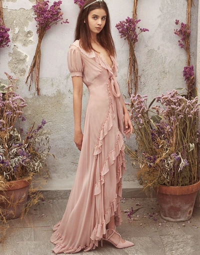 Shop Luisa Beccaria Ruffle Tiered Long Dress