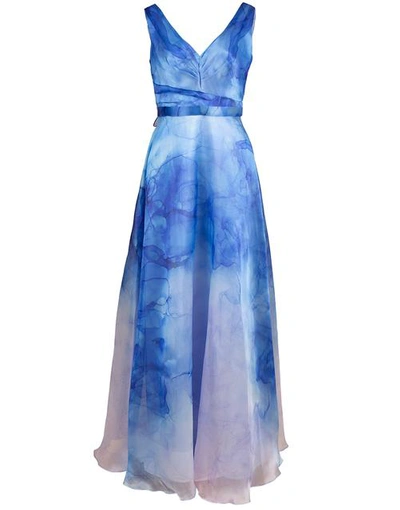 Shop Marchesa Notte V-neck Printed Organza Gown