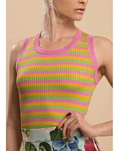 Shop Dolce & Gabbana Striped Ribbed Racerback Tank