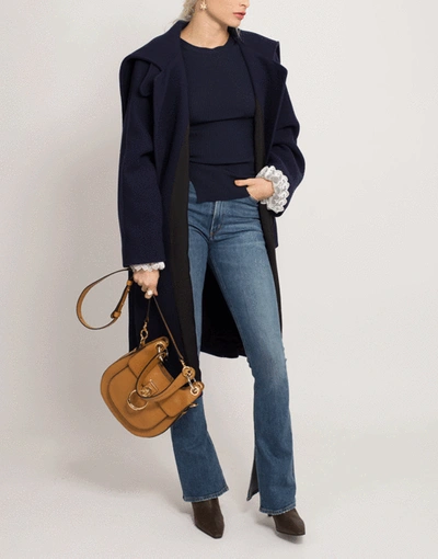 Shop Chloé Belted Wool Wrap Coat In Blue