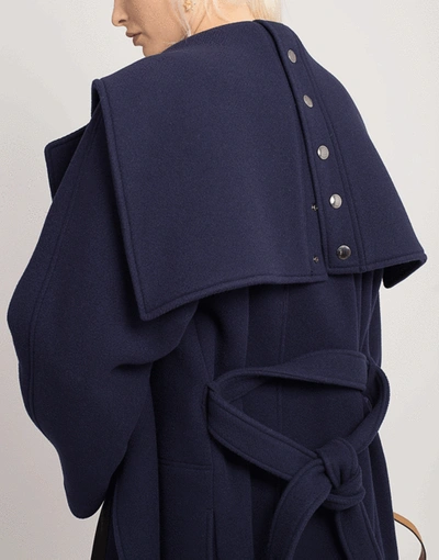 Shop Chloé Belted Wool Wrap Coat In Blue