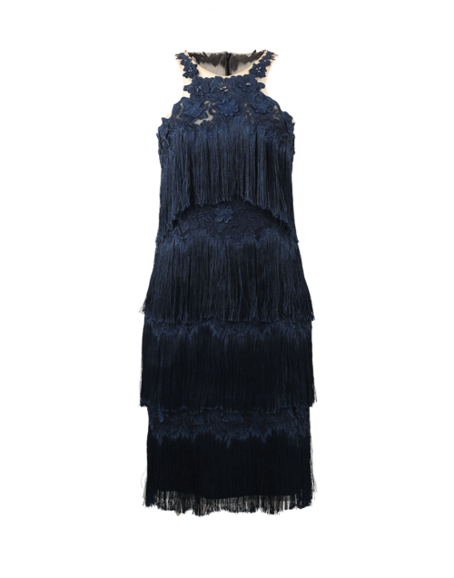 marchesa fringe dress