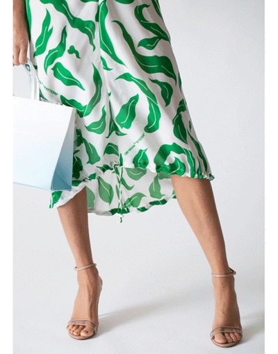 Shop Off-white Leaves Illusion Draping Dress