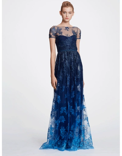 Shop Marchesa Notte Illusion Embroidered Ombre Gown