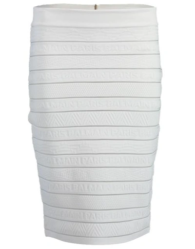 Shop Balmain High Waist Logo Stripe Skirt In Blanc