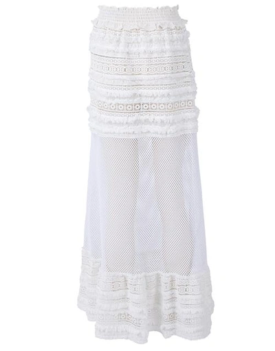 Shop Chio Long Macrame Fringe Skirt In White
