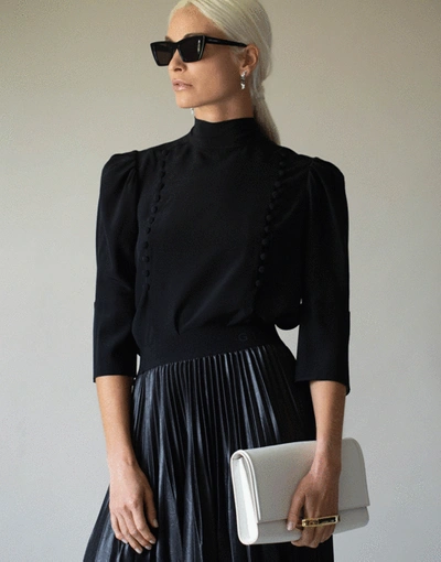 Shop Givenchy Crepe De Chine 3/4 Sleeve Buttoned Blouse