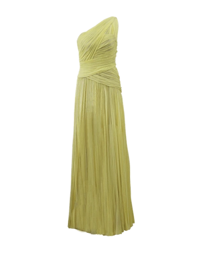 Shop J Mendel One Shoulder Draped Gown In Yellow