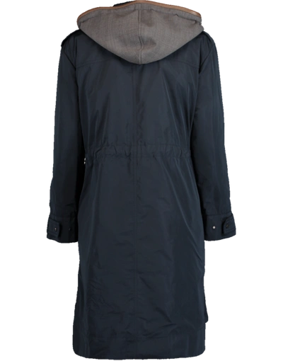 Shop Brunello Cucinelli Long Taffeta Jacket In Midnight