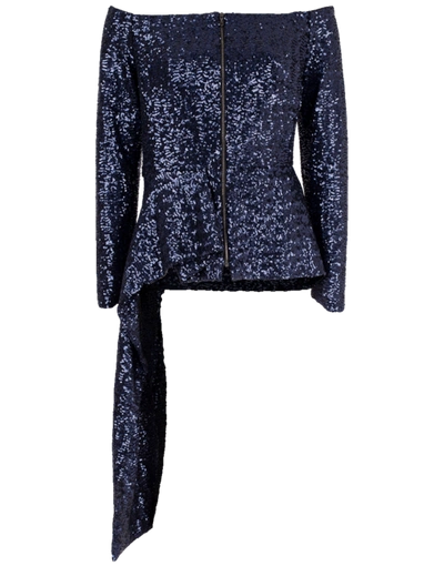 Shop Roland Mouret Endfield Stretch Micro Jacket In Navy