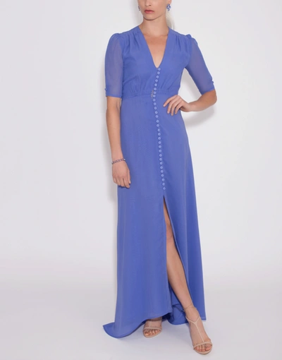 Shop Luisa Beccaria Double Lined Slit Maxi Dress In Periwnkl