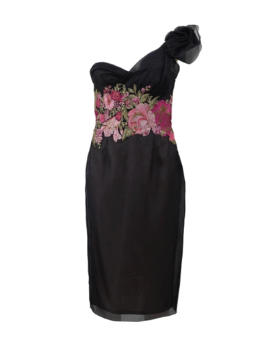 Shop Marchesa Hand-draped Cocktail Dress In Black
