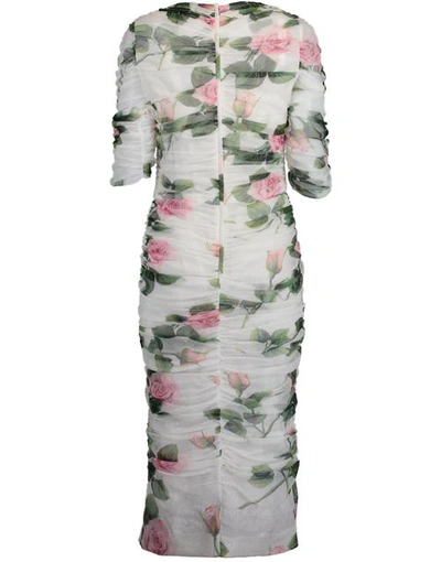 Shop Dolce & Gabbana Tropical Rose Print Tulle Dress