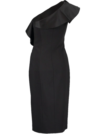 Shop Michael Kors One Shoulder Ruffle Sheath Back Dress In Black
