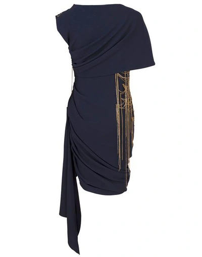 Shop Oscar De La Renta Chain Embellished Draped Mini Dress