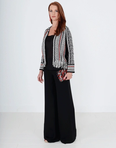 Shop Oscar De La Renta Chiffon Palazzo Pant In Black