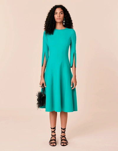 Shop Oscar De La Renta Split Elbow Sleeve Double Face Dress