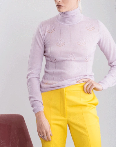 Shop Adam Lippes Cashmere Turtleneck Sweater In Lilac